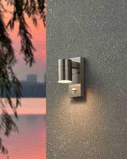 Eglo 99569 Wandleuchte RIGA 5 Downlight Edelstahl / Glas klar L:6,5 11 H:16,5cm IP44 mit Sensor