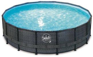 Frame Pool ELITE WICKER Swing Aufstellpool - rund - 5,49 x 1,32 m - Herringbone