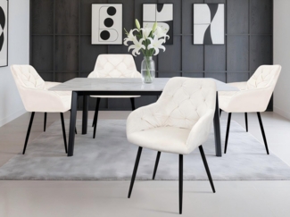 HOMELUX Polsterstuhl Esszimmer Stühle 4er Set, Esszimmerstuhl Küchenstuhl mit Metallbeine (4 St), Sessel, Samt, Polsterstuhl mit Armlehnen