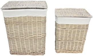 Wäschekorb Graue Weide 2er Set Box Aufbewahrungskorb Schale Korb Flechtkorb 38cm