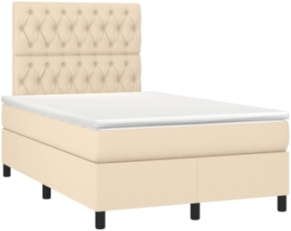 vidaXL Boxspringbett mit Matratze Creme 120x190 cm Stoff 3269907