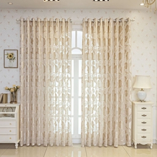 BYSURE Vorhang (2 St), 2er-Set Vorhänge Jacquard Gardinen mit Blumenmuster, Halbtransparent