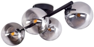 hofstein Deckenleuchte Deckenlampe aus Metall/Glas in Schwarz/Rauchfarben/Klar, ohne Leuchtmittel, Leuchte im Retro-Design aus Glas, 4 x G9 LED, ohne Leuchtmittel
