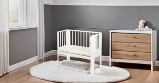 Babyhafen Beistellbett Baby Weiß, 40x90 Stubenbett Babybett Kinderbett Gurte Matratze, Massivholz