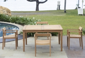 Vente-unique - Garten-Essgruppe: 1 quadratischer Tisch + 4 Sessel - Teakholz - Holzfarben hell - ALLENDE von MYLIA