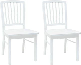 vidaXL Esszimmerstühle 2 pcs Weiß 50 x 52,5 x 91 cm Massives Gummiholz 42020453