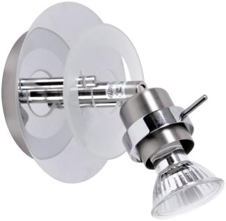 Wandleuchte, silber, Glas, beweglicher Spot, D 12 cm