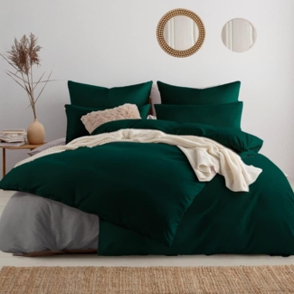 Soifox Bettwäsche 135x200 Grün 6tlg. Microfaser Reißverschluss