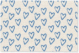 MuchoWow Fußmatte Herzmuster - Blau - Beige - Liebe, Rechteckig, innen Schmutzfangmatte, Tür, Schmutzfänger Flur, Teppich, 60x40 cm