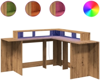 vidaXL LED-Schreibtisch Artisan-Eiche 152x152x91 Holzwerkstoff 3309464