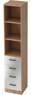 bümö office Aktenschrank Regal mit Schubladen, Büroschrank schmal aus FSC-Holz, 40cm breit in Nussbaum/Silber - Aktenregal & Schubladenschrank mit Relinggriffen, Büro Möbel Schrank System, 7600-N-S-SG