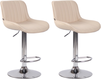 2er Set Barhocker Lentini, drehbar, Creme, Chrom, Kunstleder