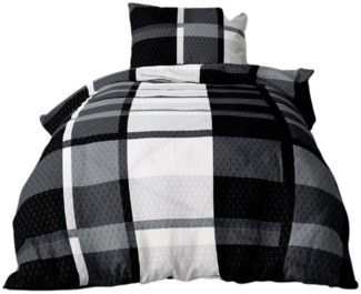 Leonado Vicenti Bettwäsche flottes Design, weicher Stoff, Microfaser, 2 teilig, Weich, pflegeleicht, fast knitterfrei, Reißverschluß, Karomuster