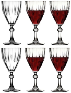 Pasabahce 44777 Diamant Wein/Wasser Wasserglas 300ml Kelchen Set von 6 Gläser Gläser-Set Trinkglas transparent