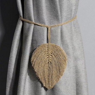 Sunicol Raffhalter Gardinen Raffhalter, Vorhang Clips Seil Rückwärtige, Halter Blätter, (2-tlg), Deko Kordel, Boho Zugband Troddel, für Haus Dekoration