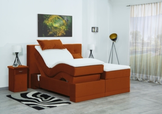 Meisterbetten Boxspringbett Lapi 120x220 in VS-Terakotta, Matratzenbezug Nano, Ergoflex-Topper