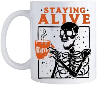 Giftandprint Tasse Totenkopf Halloween Deko Tasse Keramiktasse, Mikrowellengeeignet, Spülmaschinengeeignet