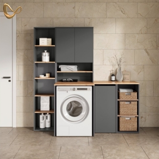 Livinity® Waschmaschinenumbauschrank Paolina, Anthrazit/Goldkraft Eiche, 40.2x88.2 cm