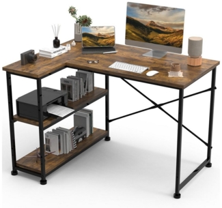 HOMALL Eckschreibtisch 100/120L Form mit Ablagefächern, 2 Tier DIY Lagerregalen Computertisch, Schreibtisch,PC Tisch,Heimbüro