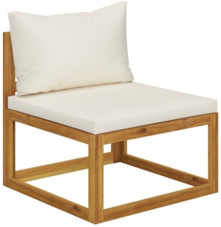 vidaXL Modular-Mittelsofa mit Cremeweißen Kissen Akazie Massivholz 311863