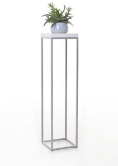 VIVANNO Blumenständer pulverbeschichtetes Stahlblech PODEST Säule - Weiß Matt (1 St), 25x25x100 cm
