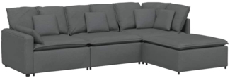 vidaXL Modulares Sofa mit Fußhocker Kissen Stoff Dunkelgrau 3321178