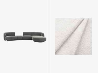 Micadoni Modulares Sofa Links Miley mit Recamiere 4-Sitzer Rechts Boucle Weiß