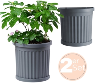 2er Set Pflanzkübel Halbrund direkt an der Wand Pflanzkübel Groß Außen Blumenkübel Outdoor Pflanztopf Pflanzkasten Blumentopf 50 Grau