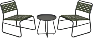 DELUKE® Balkonmöbel Set 2 Personen ALOGI - Stahl, Wetterfest | Bistroset Set 3-teilig Balkontisch mit 2 Stühlen Gartenmöbel Set 2 Personen Sitzgarnitur, Grün