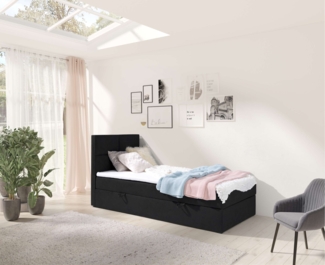 99rooms Larni Boxspringbett Strukturstoff INARI Schwarz 70x200 cm