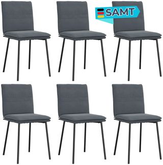 Esszimmerstühle VERA 6er Set Dunkelgrau Samt | Polsterstühle Küchenstuhl Wohnzimmerstühle Essstühle bequem