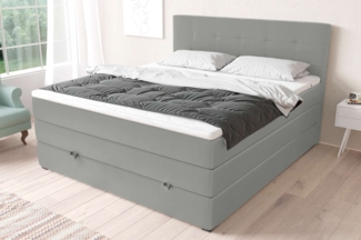 99rooms Madagaskar Boxspringbett Kunstleder MADRYT Hellgrau 160x200 cm Bonell-Federung