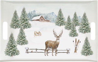 EasyLife Tablett White Forest, Melamin, Handwäsche empfohlen, Weiß, Motiv: Winterwald
