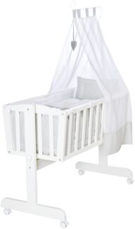 roba Komplettwiegenset - Stubenwagen & Wiege - inkl. Ausstattung 'Heartbreakerbär' - Weiß