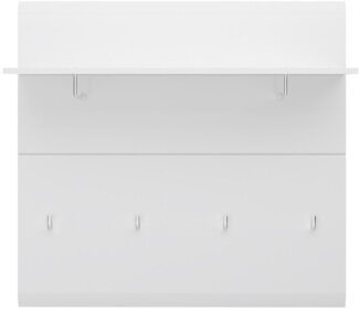 Garderobenpaneel Mestre / Merano, Holzwerkstoff, Weiß, 96 x 90 x 25 cm