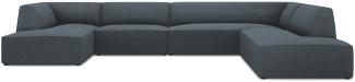 Micadoni 7-Sitzer Panorama Ecke rechts Sofa Ruby | Bezug Blue | Beinfarbe Black Plastic