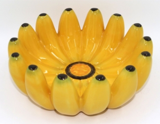 BURI Bananenschale Keramik Gelb 25x10cm Obstschale Servierplatte Schüssel Frucht