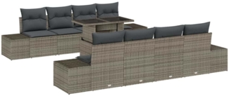 vidaXL Sofa Set mit Kissen 7 pcs Grau Poly-Rattan 3349145