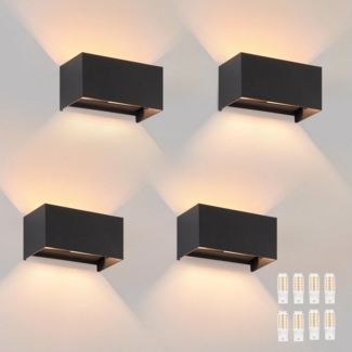 Nettlife LED Wandleuchte Schwarz Up und Down Außenlampe Garten Aussen Lampe, Aussen, LED wechselbar, Warmweiß, für Wohnzimmer Schlafzimmer Garten Terrasse Flur