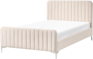 Bett mit Lattenrost Samtstoff LUNAN 120 x 200 cm Hellbeige