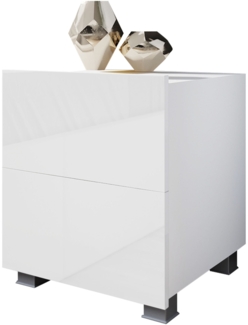 Nachttisch Calabrini BR06 (Farbe: Weiß / Weiß Hochglanz)