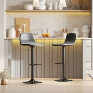 Barhocker 2er-Set höhenverstellbar – Tresenhocker, Küchenhocker, Kunstleder, Gaslift, 58-78 cm, 360° drehbar