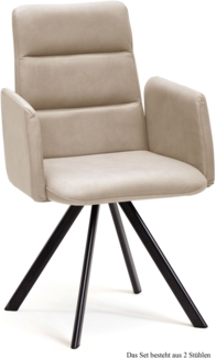 Armlehnstuhl drehbar (2er-Set) Desta 52 x 92 x 60 Schwarz/Natur