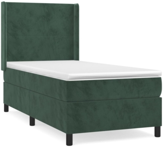 vidaXL Boxspringbett mit Matratze Dunkelgrün 100x200 cm Samt 3132546