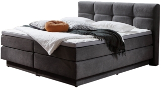 Boxspringbett Paris / Portage , Stoff , Grau , 188 x 112 x 217 cm