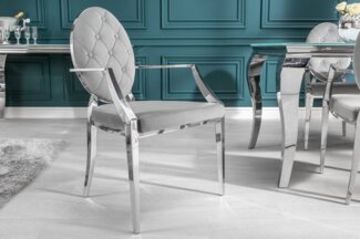 riess-ambiente Polsterstuhl MODERN BAROCK edel-grau / silber (Einzelartikel, 1 St), Esszimmer · Samt · Edelstahl · mit Armlehne