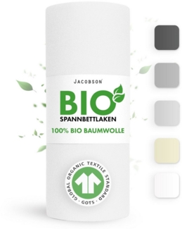 Jacobson Spannbettlaken BIO, Jersey Spannbetttuch, Bettlaken 160 g/m², 100% BIO-Baumwolle, Gummizug: rundum, GOTS zertifiziert