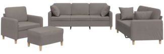 vidaXL 4-tlg. Sofagarnitur mit Kissen Taupe Stoff 3202085