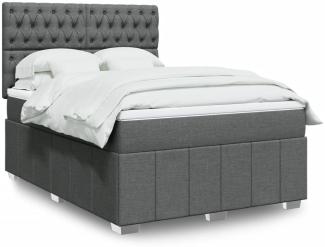 vidaXL Boxspringbett mit Matratze Dunkelgrau 140x190 cm Stoff 3293971