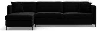 Micadoni Ecksofa Gloria 5-Sitzer Samt Schwarz Links 205x160